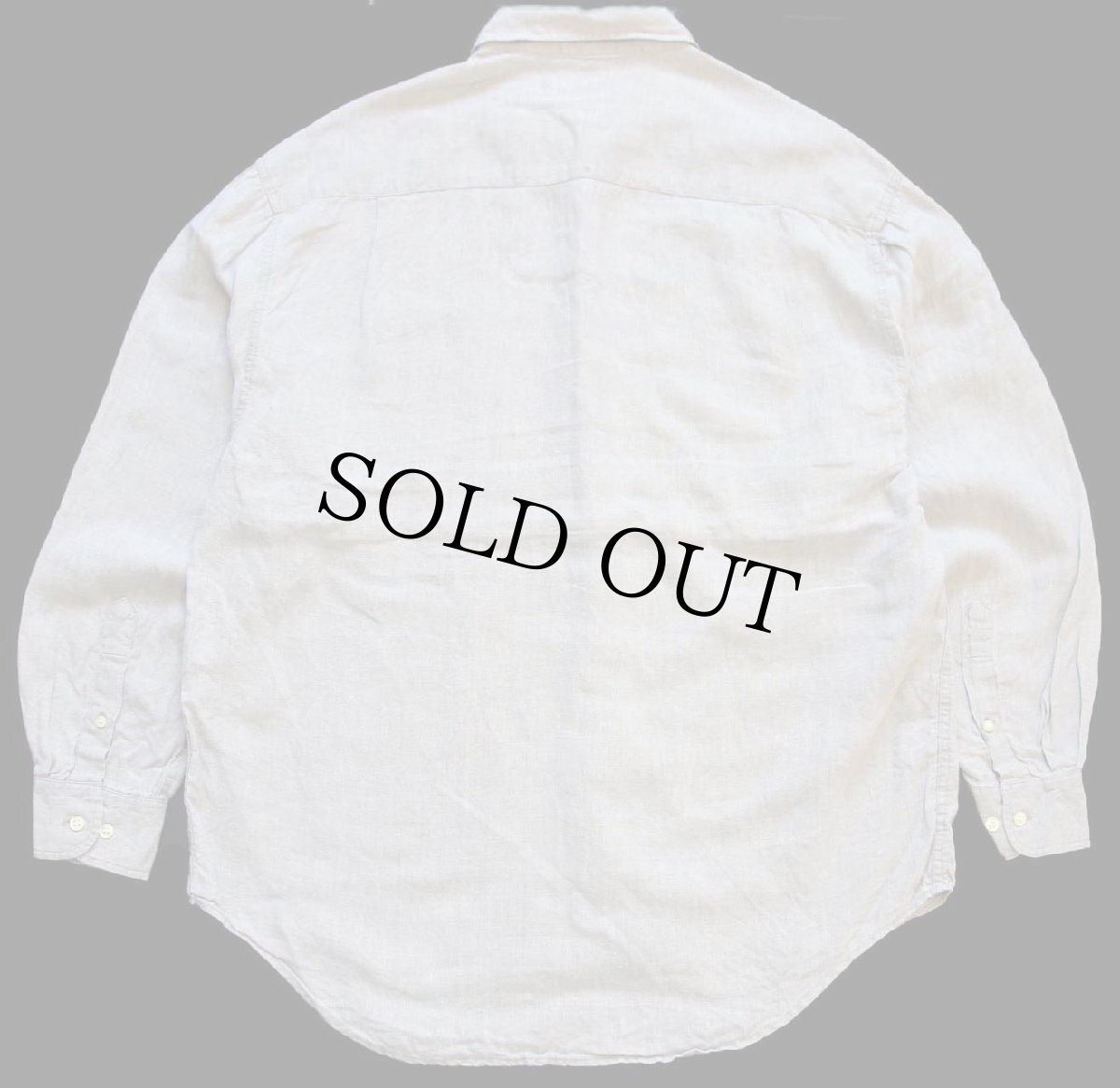 画像2: 00s ポルトガル製 GAPギャップ 無地 リネンシャツ グレーベージュ L (2)