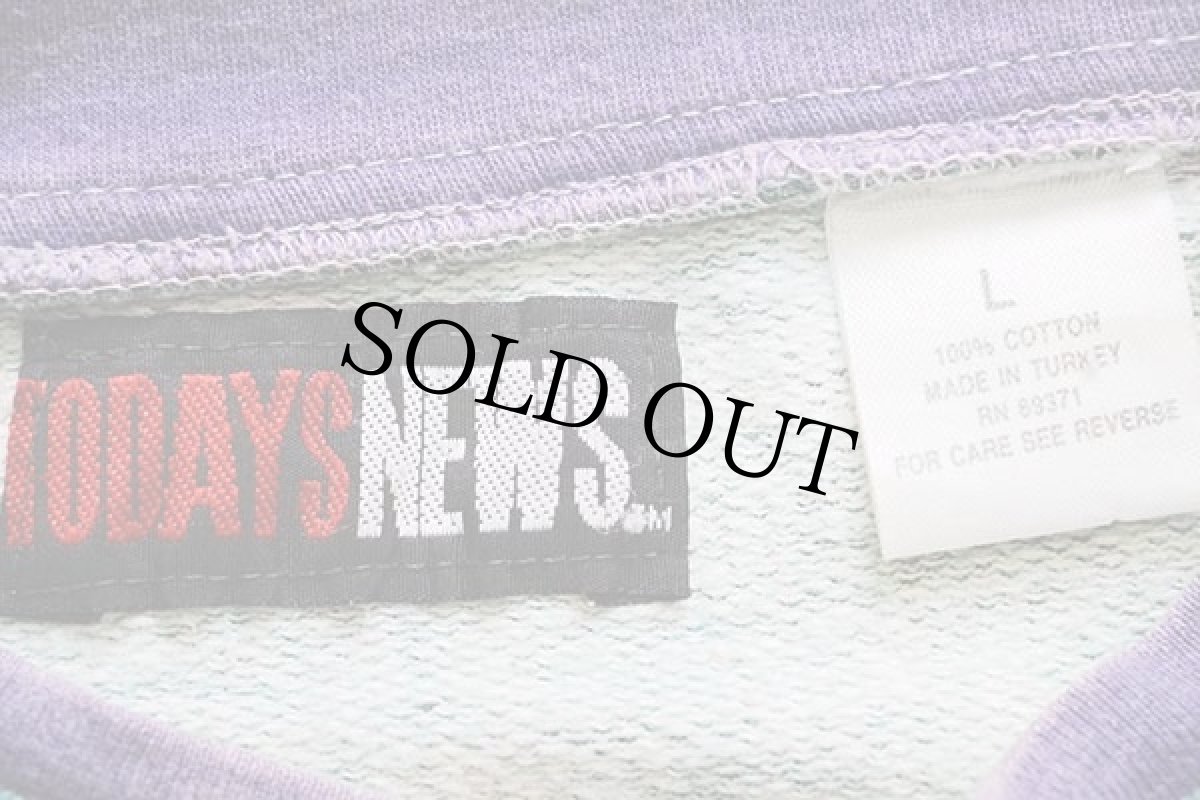 画像4: 90s トルコ製 TODAYS NEWS 総柄 レイヤードネック コットン 五分袖 スウェット (4)