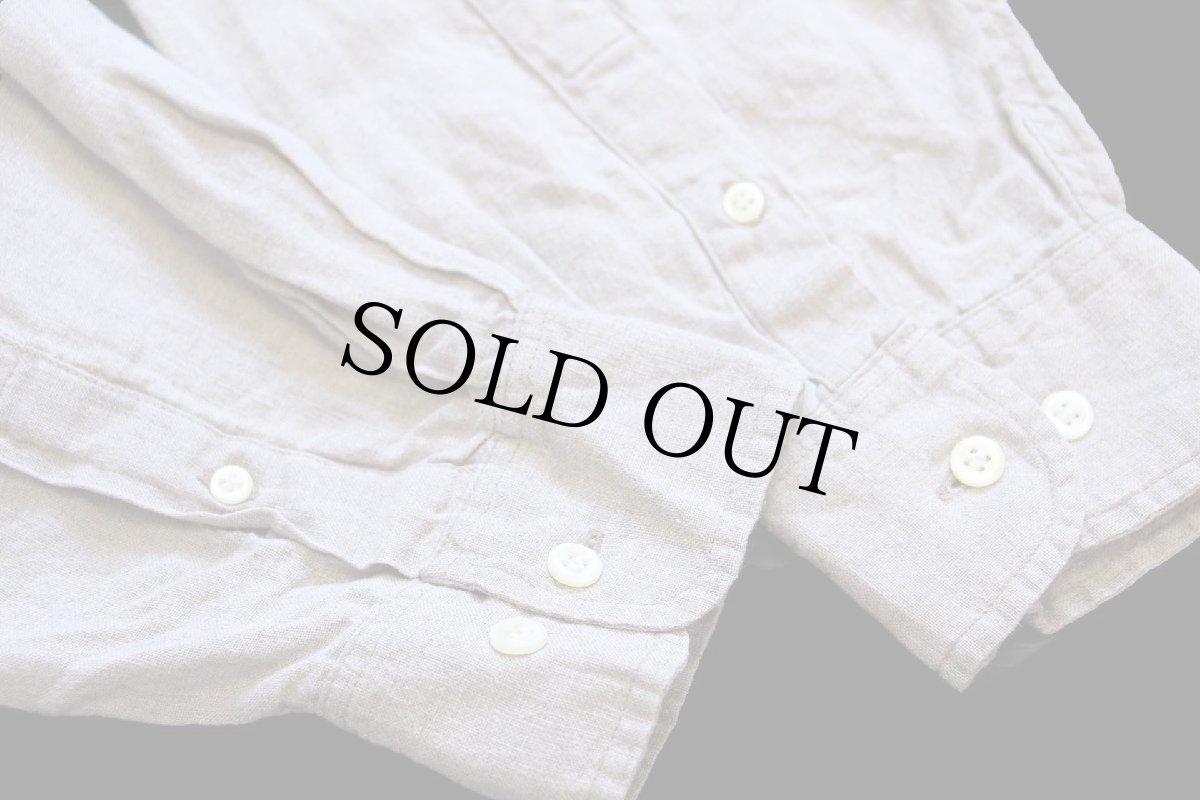 画像6: 00s ポルトガル製 GAPギャップ 無地 リネンシャツ グレーベージュ L (6)