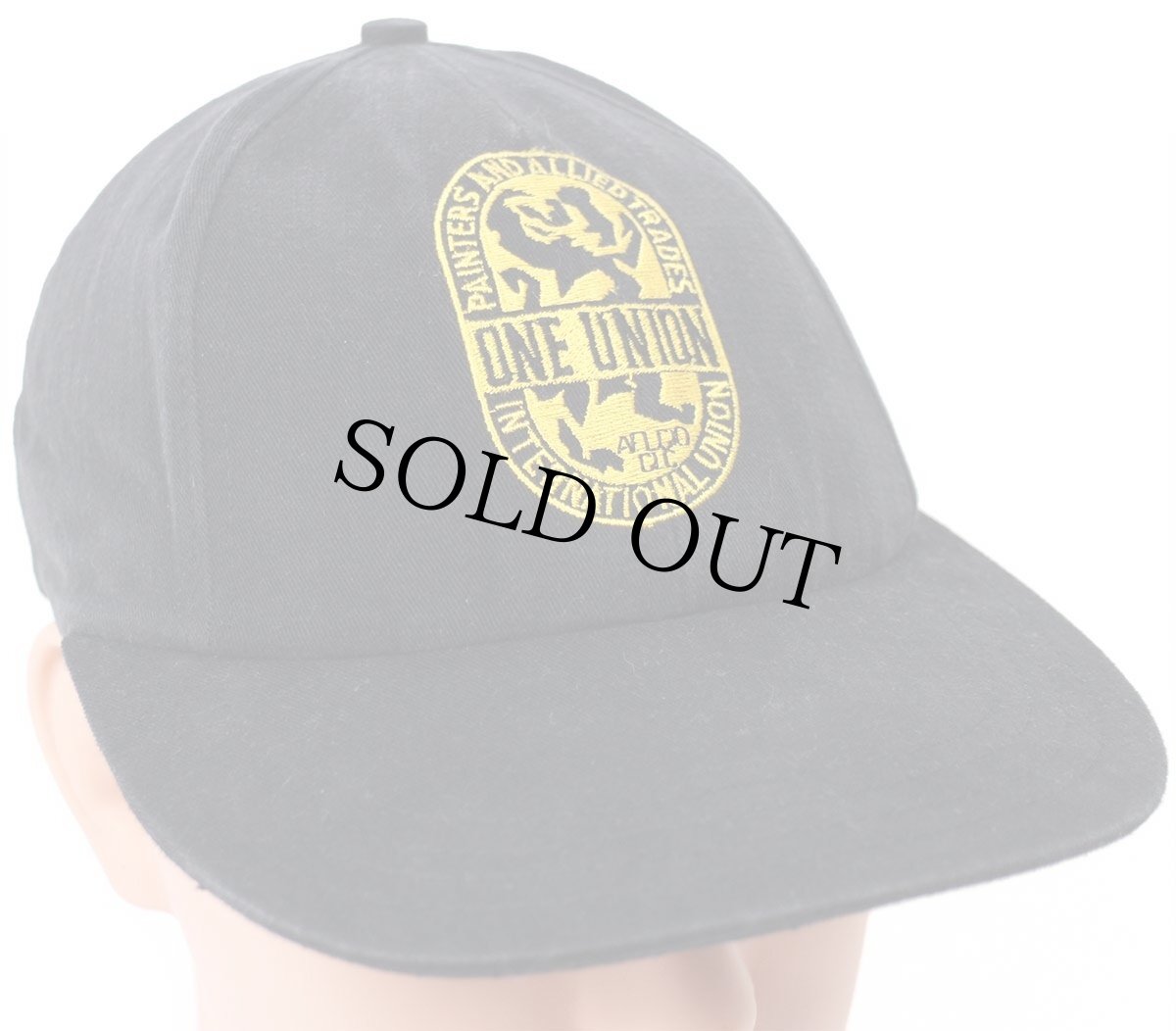 画像1: 90s USA製 ONE UNION PAINTERS AND ALLIED TRADES 星条旗×メイプルリーフフラッグ 刺繍 キャップ 黒 (1)