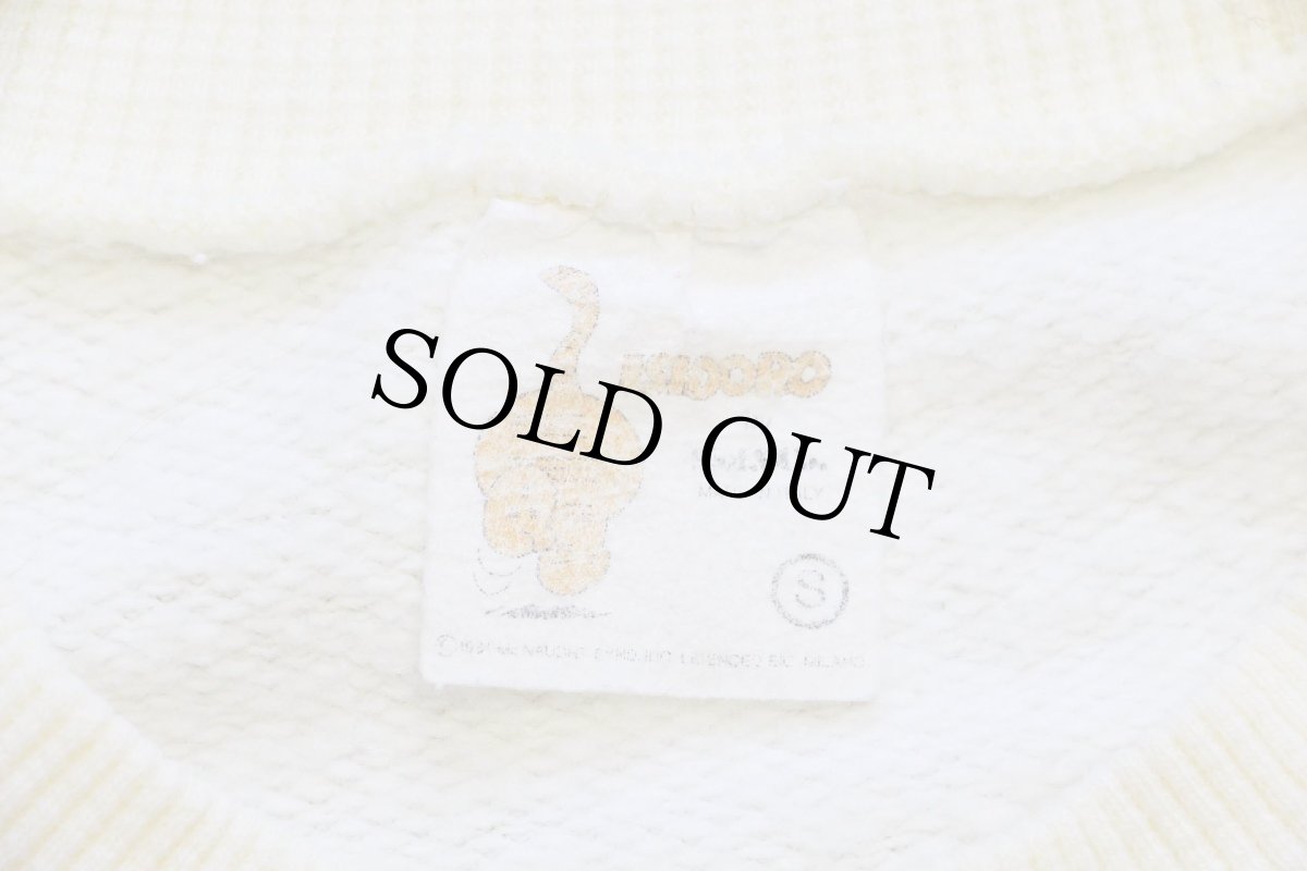 画像5: 80s イタリア製 ISIDORO ROCKSTAR 染み込み&発泡プリント ツートン スウェット クリーム S (5)