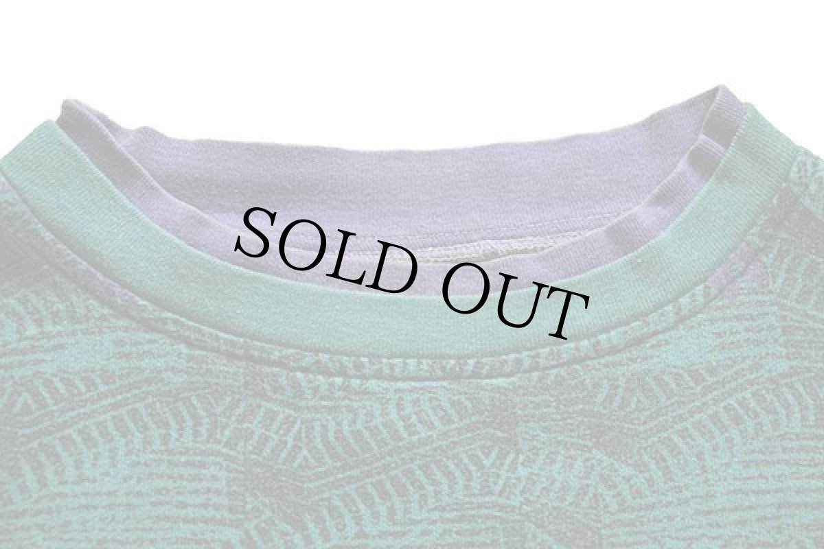 画像5: 90s トルコ製 TODAYS NEWS 総柄 レイヤードネック コットン 五分袖 スウェット (5)