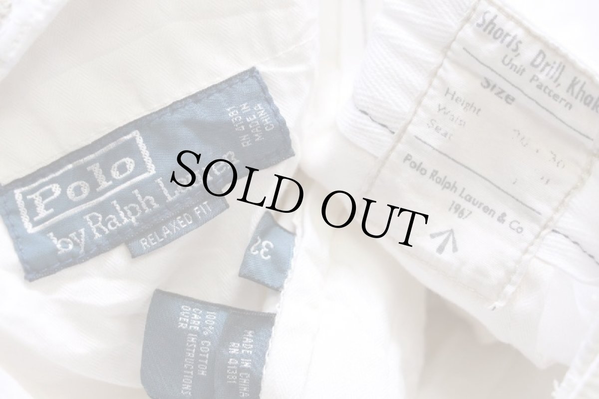 画像5: 00s ポロ ラルフローレン Shorts Drill Khaki コットン カーゴ ショートパンツ 白 32★ショーツ (5)