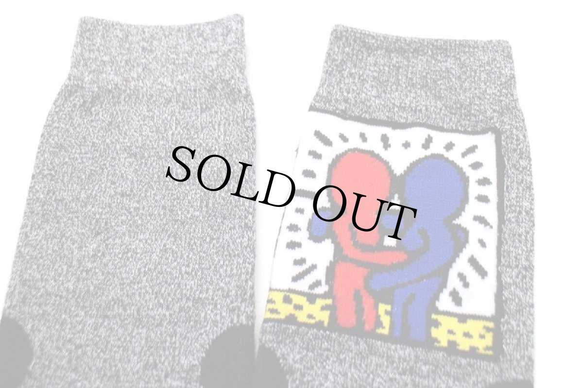 画像4: 未使用★Keith Haringキースへリング Hug アート ドット柄 ソックス 10-13★靴下 (4)