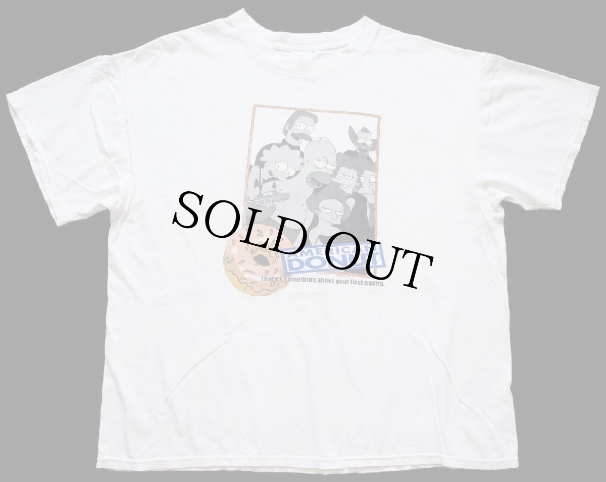 画像2: 00s The Simpsons シンプソンズ AMERICAN DONUT ドーナツ コットンTシャツ 生成り XL (2)
