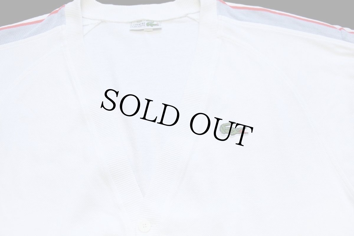 画像3: 70s フランス製 CHEMISE LACOSTE ラコステ 鹿の子 スウェット カーディガン 白 5 (3)