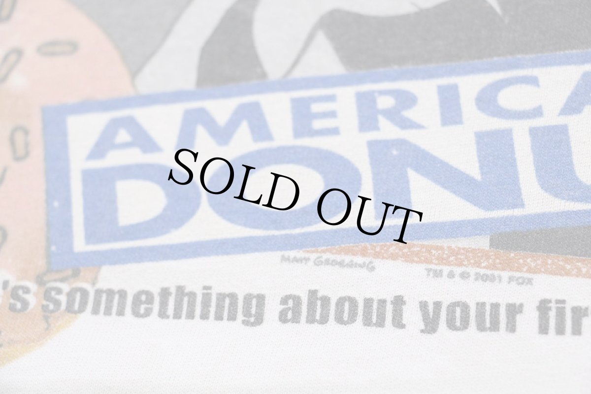 画像5: 00s The Simpsons シンプソンズ AMERICAN DONUT ドーナツ コットンTシャツ 生成り XL (5)