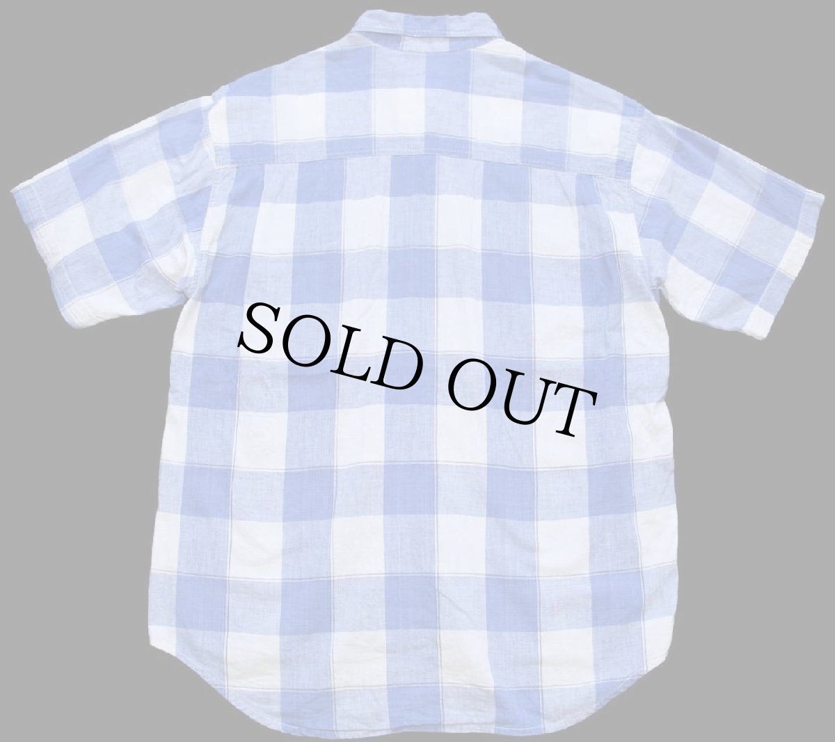 画像2: 80s J.J. COCHRAN チェック ボタンダウン 半袖 コットンシャツ 青×白 L★インド綿 (2)