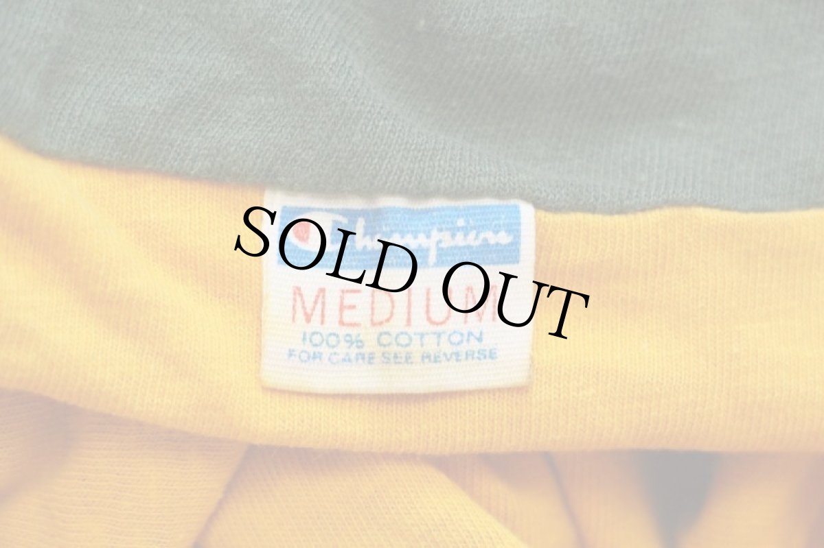 画像6: 70s USA製 Championチャンピオン U.S.F. BASKETBALL コットン リバーシブルTシャツ 緑×黄 M (6)