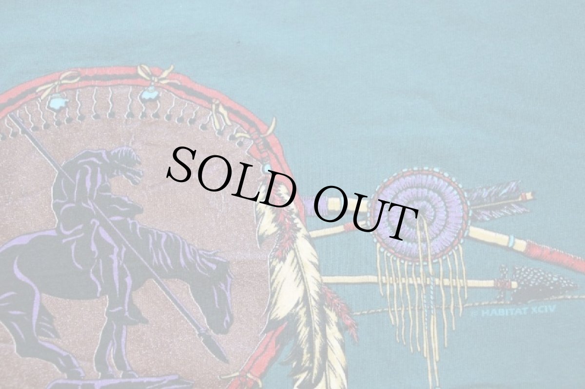 画像5: 90s USA製 HABITAT ドリームキャッチャー アート 両面プリント コットンTシャツ 緑 XL (5)