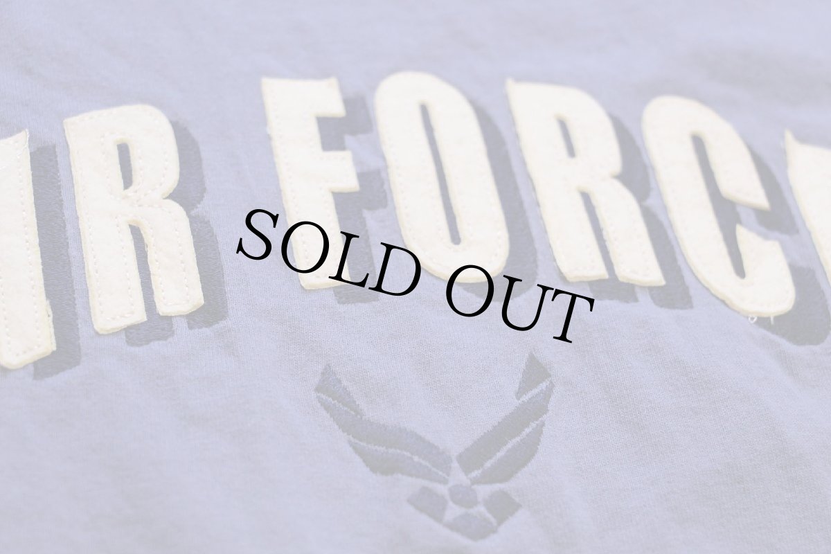 画像5: 00s USA製 AIR FORCE ロゴ刺繍&フェルトパッチ付き コットンTシャツ ブルーグレー XL (5)