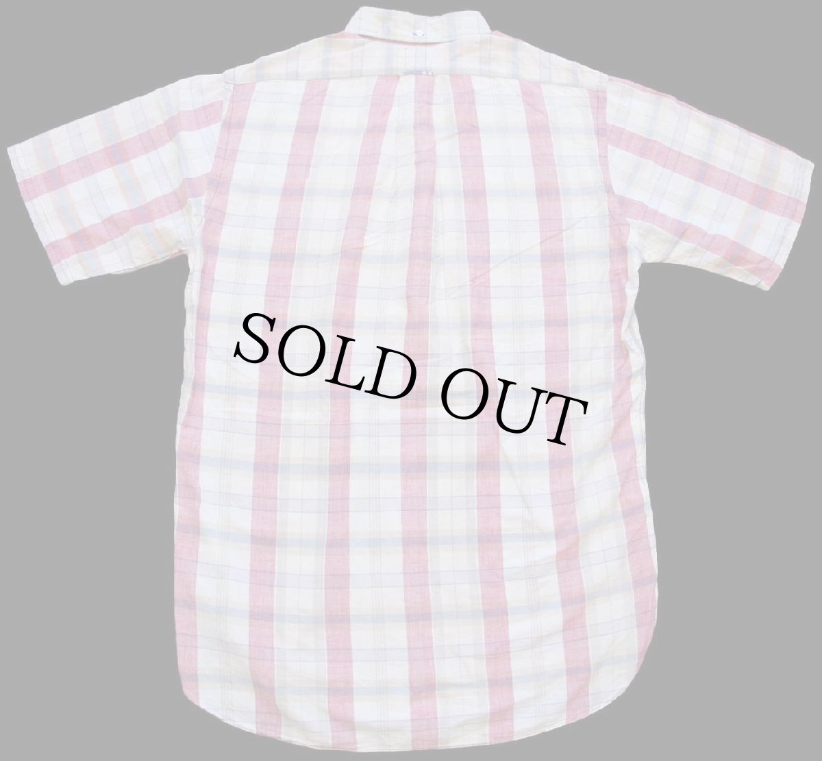 画像2: 60s 英国製 Chipp マドラスチェック マチ付き 三点留め ボタンダウン プルオーバー 半袖 コットンシャツ M★インド綿 (2)