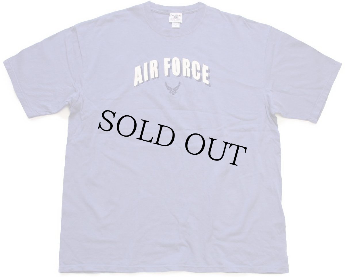 画像2: 00s USA製 AIR FORCE ロゴ刺繍&フェルトパッチ付き コットンTシャツ ブルーグレー XL (2)