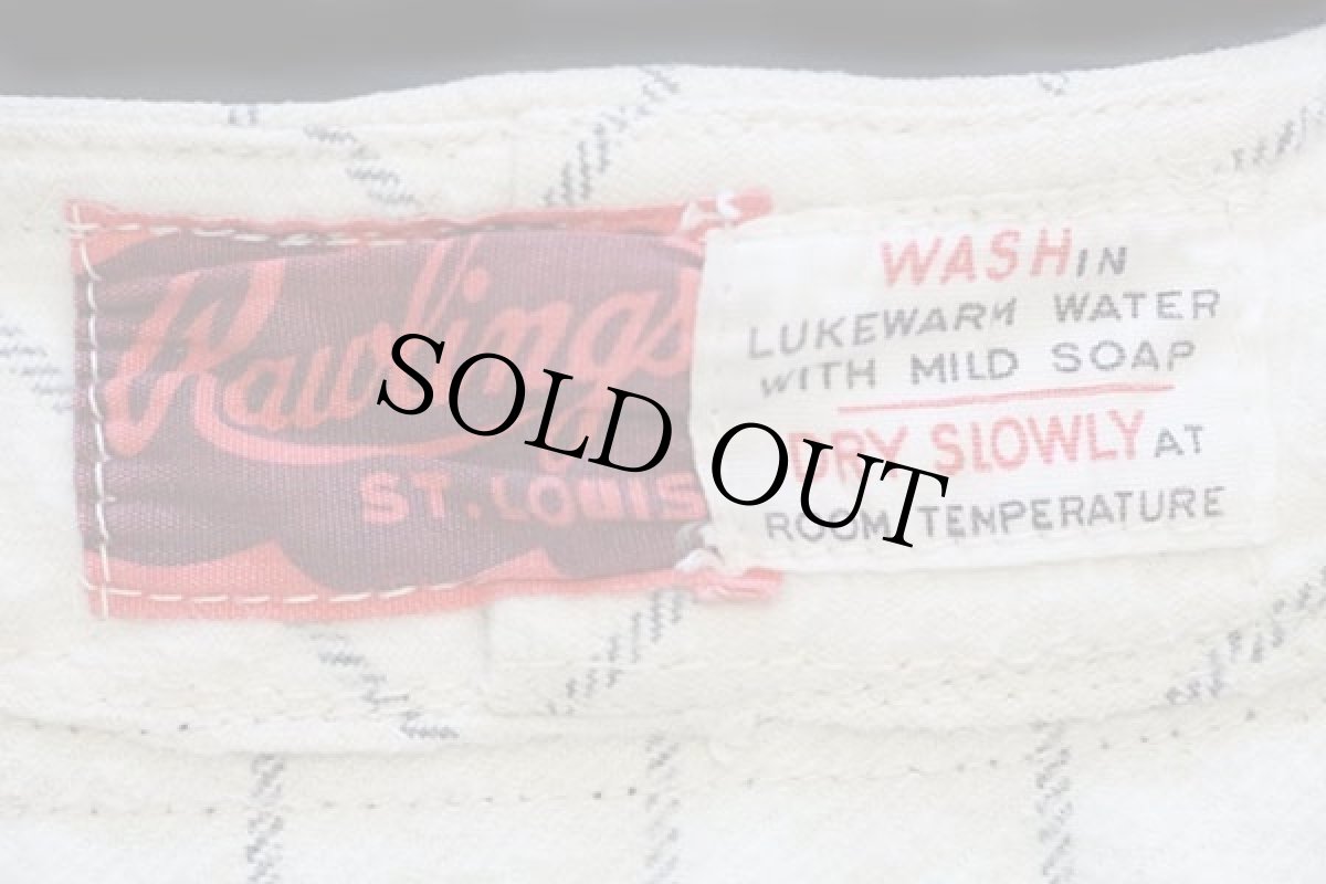 画像5: 50s Rawlings ARMERS EXC FOOD STORE チェーン刺繍 ピンストライプ コットン ベースボールシャツ 生成り×紺 (5)