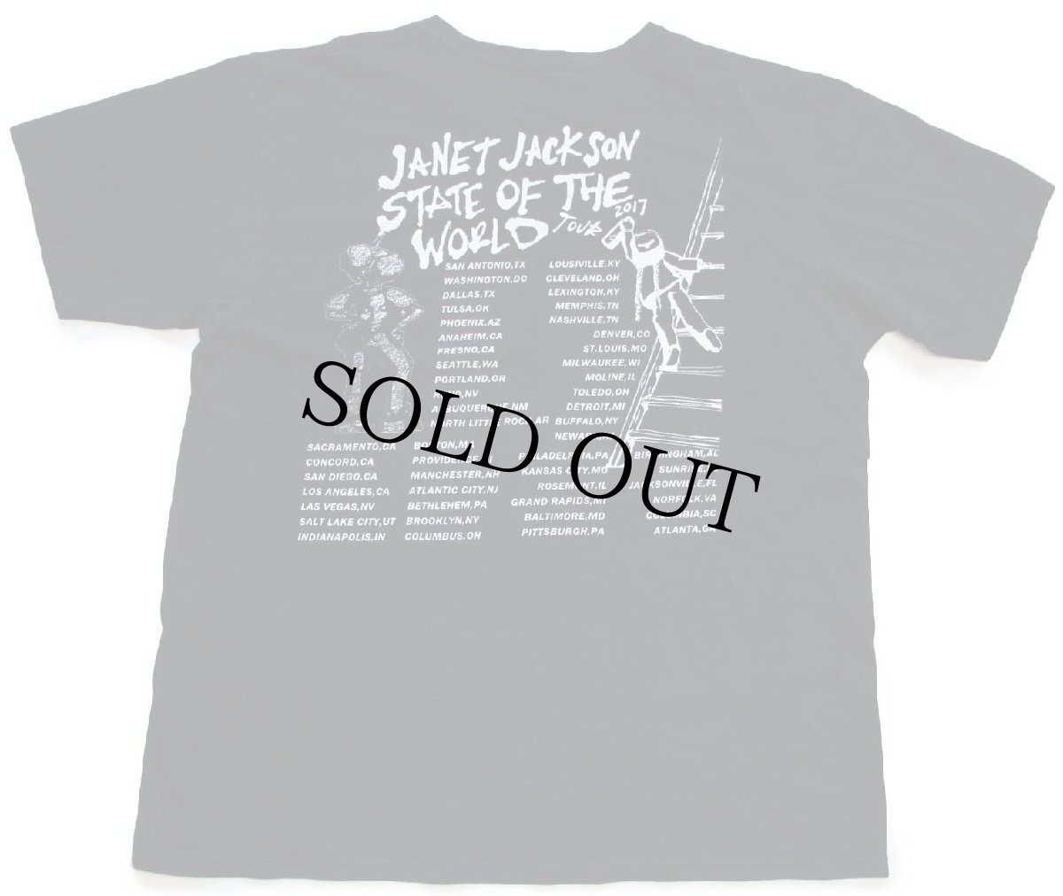 画像3: JANET JACKSON ジャネット ジャクソン STATE OF THE WORLD TOUR 2017 両面プリント コットン ツアーTシャツ 黒 XL (3)