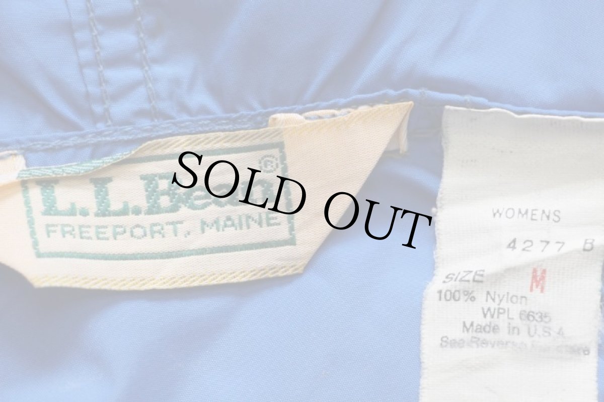 画像4: 80s USA製 L.L.Bean ナイロン アノラックパーカー 青 W-M (4)