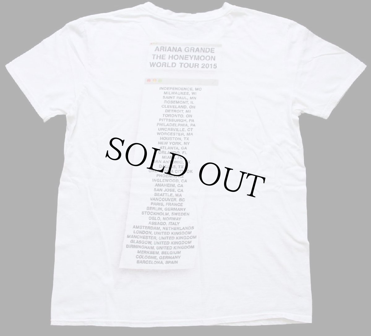 画像3: ARIANA GRANDE アリアナグランデ THE HONEYMOON WORLD TOUR 2015 フォトプリント コットン ツアーTシャツ 白 L (3)