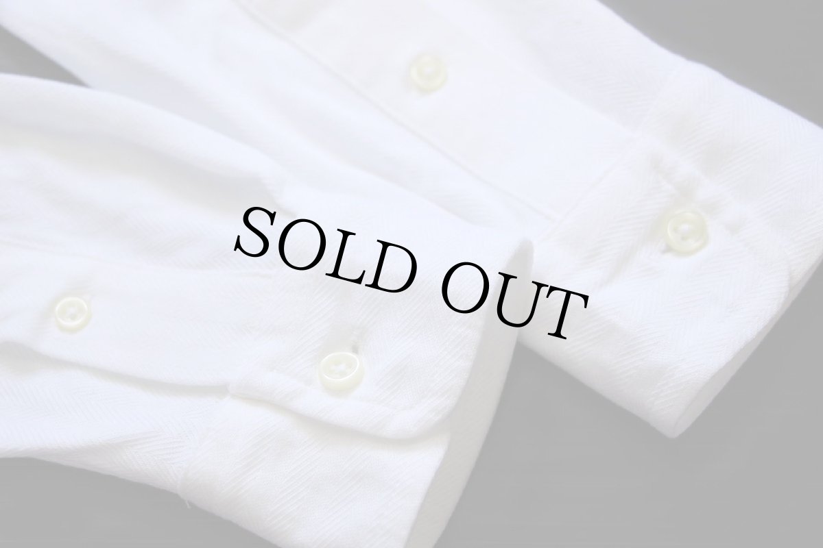 画像6: ポロ ラルフローレン KNIT DRESS SHIRT ワンポイント ワイドカラー ヘリンボーン コットンシャツ 白 XS (6)