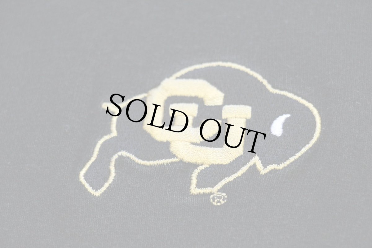 画像4: 90s USA製 NIKEナイキ COLORADO BUFFALOES ロゴ刺繍 モックネック コットン 長袖Tシャツ 黒 XL (4)
