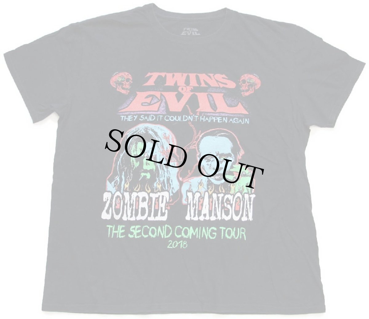 画像2: TWINS OF EVIL ZOMBIE MANSON THE SECOND COMING TOUR 2018 ツアーTシャツ 黒 XL (2)