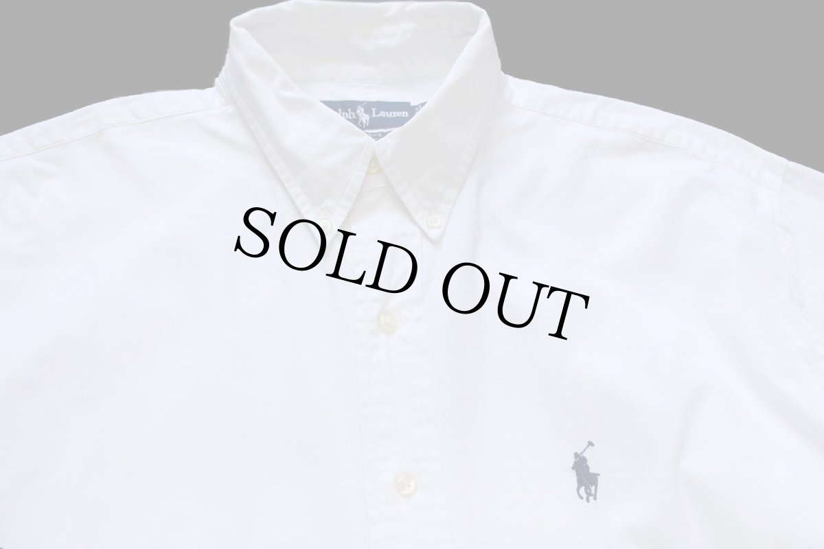 画像3: 00s ラルフローレン BLAKE ワンポイント ボタンダウン コットンシャツ 白★特大 (3)