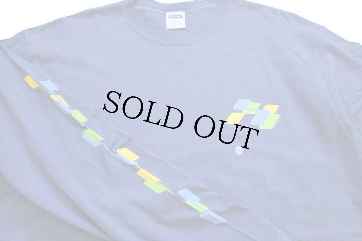 画像4: デッドストック★90s USA製 OLD NAVYオールドネイビー 袖プリント コットン 長袖Tシャツ ブルーグレー (4)