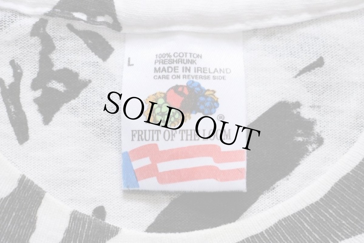 画像5: 90s アイルランド製 タイガー オールオーバープリント コットンTシャツ 白×黒 L (5)