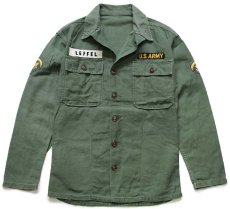 画像1: 60s 米軍 U.S.ARMY パッチ付き コットンサテン ユーティリティシャツ オリーブグリーン カスタム (1)
