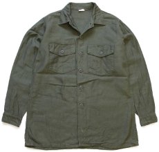 画像1: 60s 米軍 U.S.ARMY コットンサテン ユーティリティシャツ オリーブグリーン 16.5 (1)
