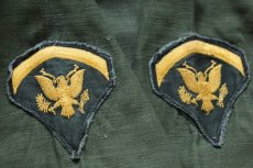画像5: 60s 米軍 U.S.ARMY パッチ付き コットンサテン ユーティリティシャツ オリーブグリーン カスタム (5)
