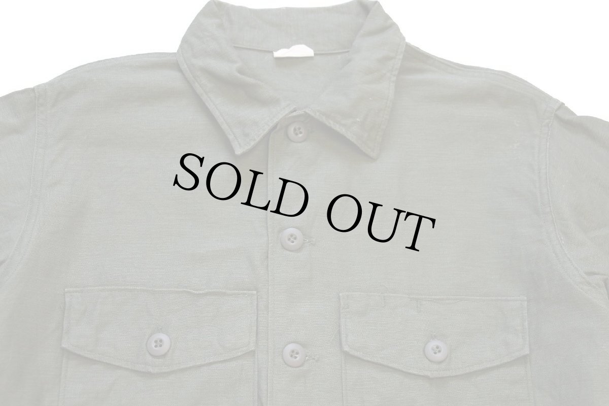 画像3: 60s 米軍 U.S.ARMY コットンサテン ユーティリティシャツ オリーブグリーン 16.5 (3)