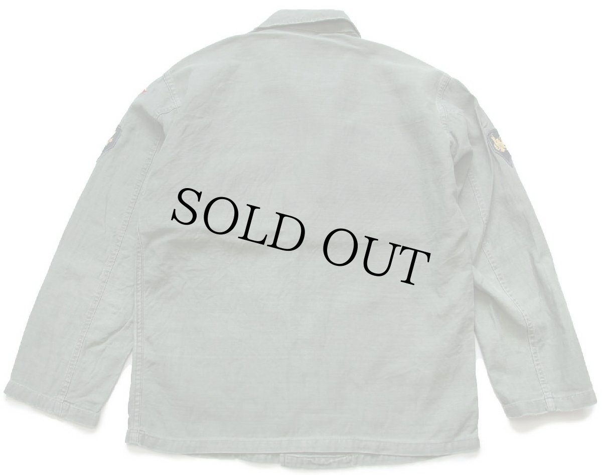 画像2: 60s 米軍 U.S.ARMY パッチ付き コットンサテン ユーティリティシャツ オリーブグリーン (2)