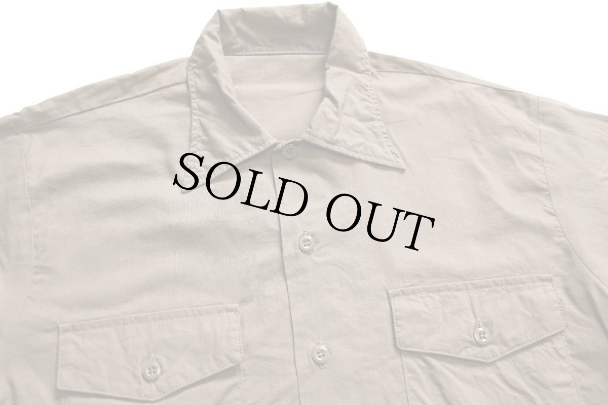 画像3: 70s 米軍 無地 コットン混 シャツ グレーブラウン M (3)