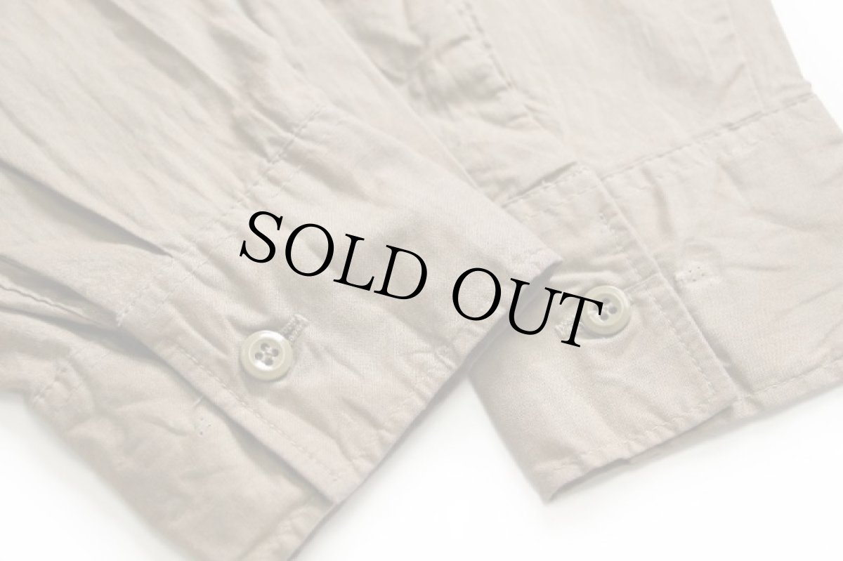 画像6: 70s 米軍 無地 コットン混 シャツ グレーブラウン M (6)