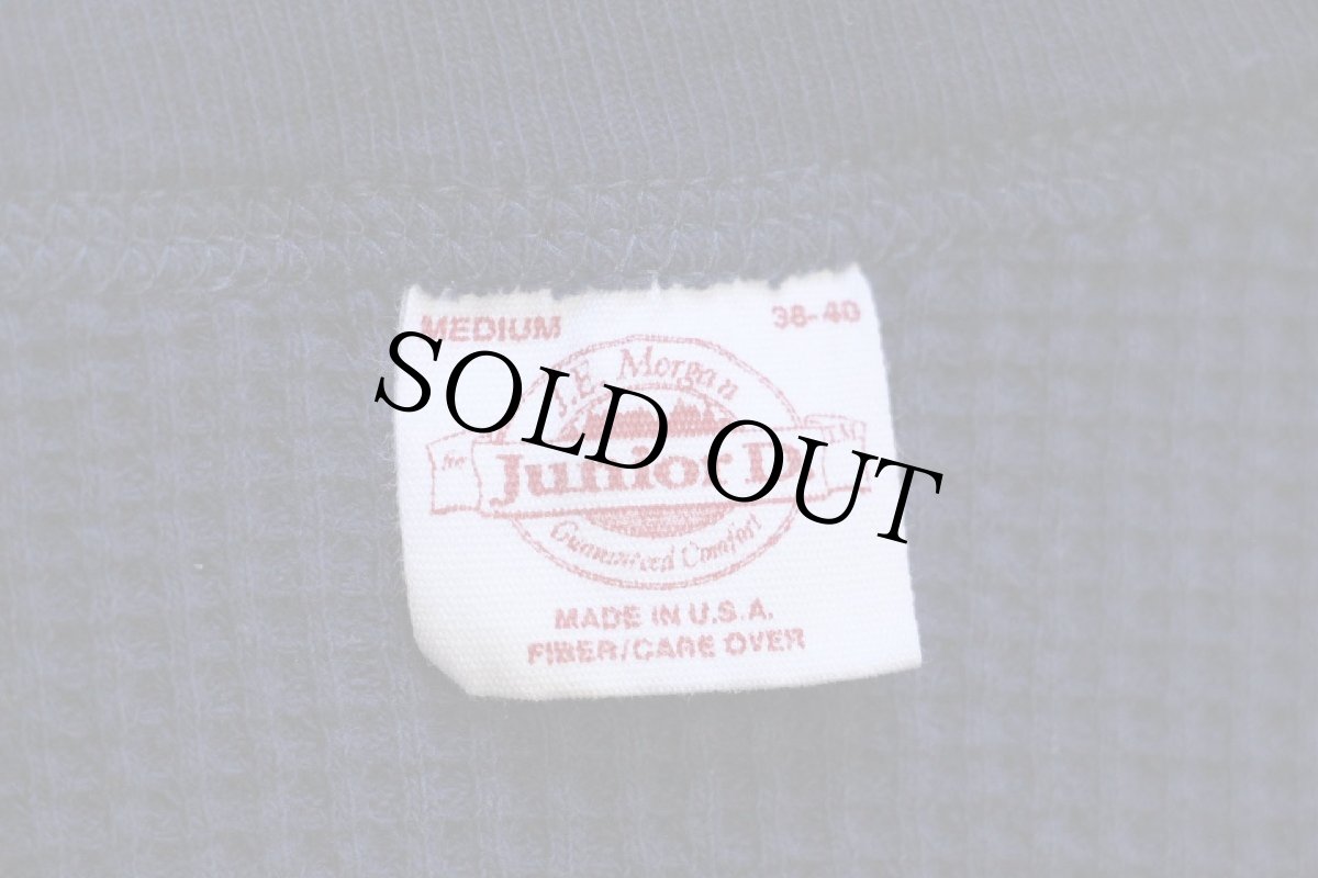 画像4: 80s USA製 J.E.MORGAN ヘンリーネック コットン サーマルシャツ 紺 M (4)