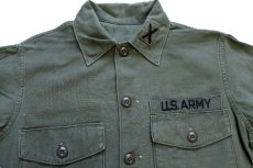 画像3: 60s 米軍 U.S.ARMY パッチ付き コットンサテン ユーティリティシャツ オリーブグリーン (3)