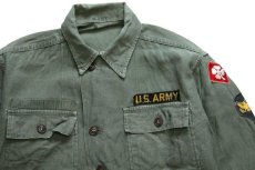 画像3: 60s 米軍 U.S.ARMY パッチ付き コットンサテン ユーティリティシャツ オリーブグリーン (3)
