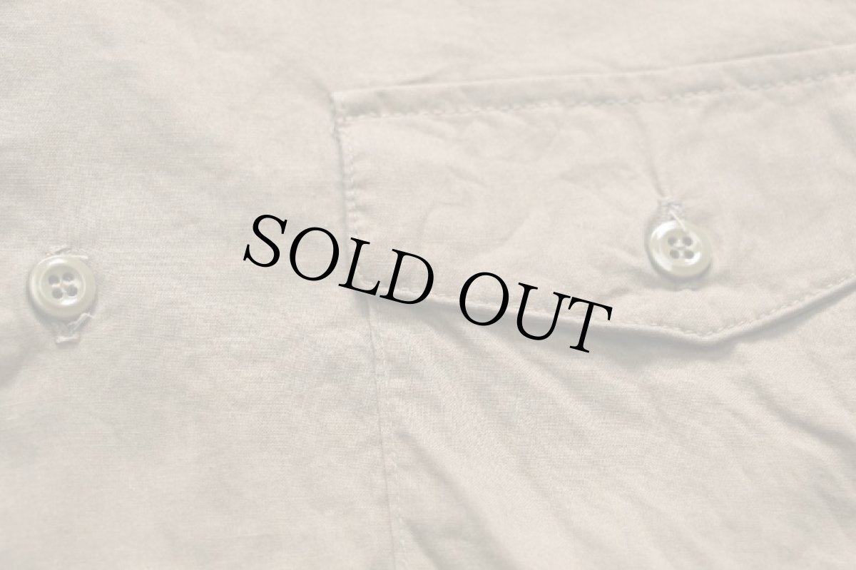 画像5: 70s 米軍 無地 コットン混 シャツ グレーブラウン M (5)