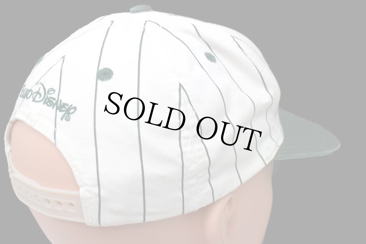 画像2: 90s DISNEY UNIVERSITY ディズニー ミッキー マウス 刺繍 ストライプ コットン ベースボールキャップ 生成り×緑★B (2)