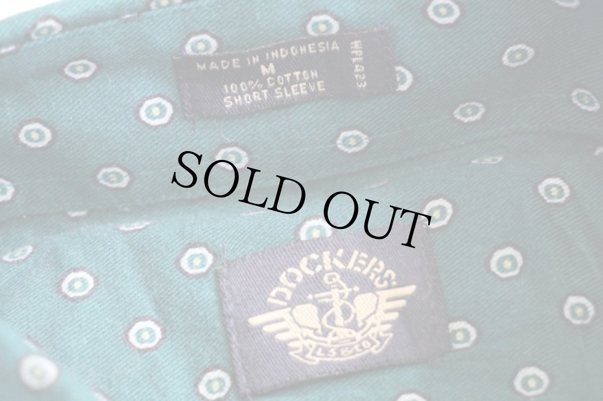 画像5: デッドストック★90s DOCKERSドッカーズ 総柄 ボタンダウン 半袖 コットンシャツ 青緑 M★Levi'sリーバイス (5)
