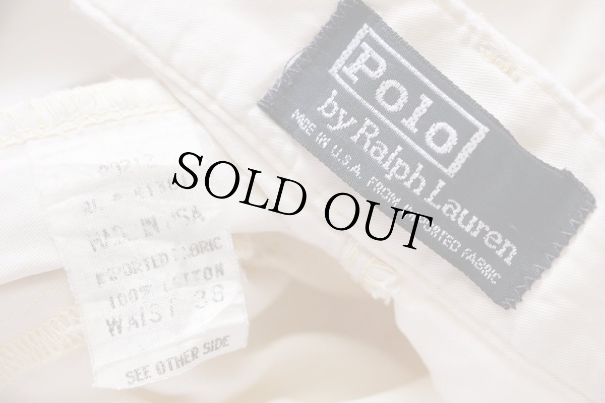 画像4: 80s USA製 ポロ ラルフローレン ツータック コットンポプリン ショートパンツ アイボリー 38★72 ショーツ  (4)