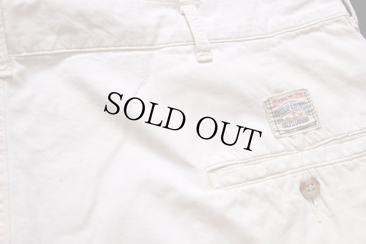 画像5: 80s USA製 ポロ ラルフローレン ツータック コットンポプリン ショートパンツ アイボリー 38★72 ショーツ  (5)