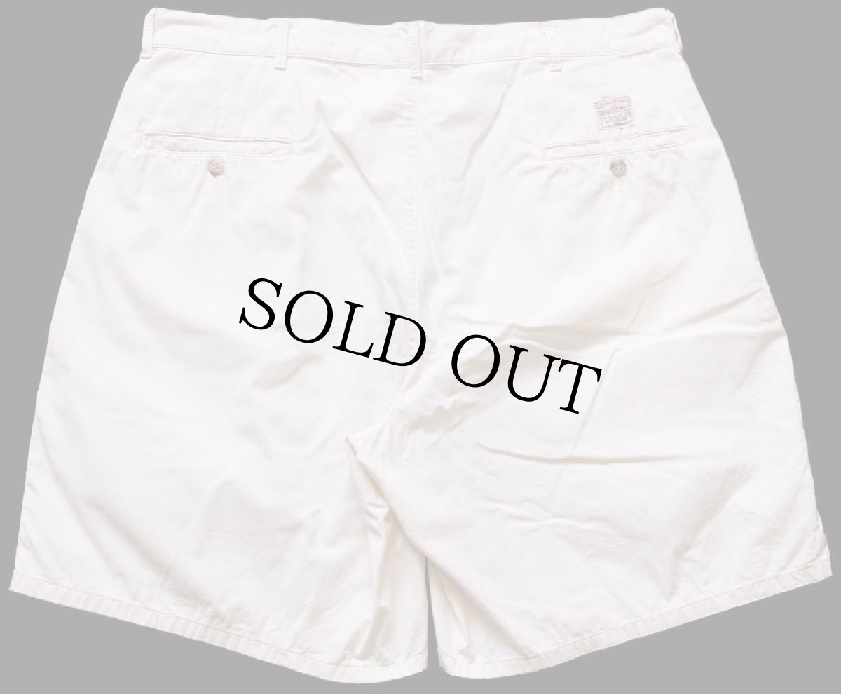 画像2: 80s USA製 ポロ ラルフローレン ツータック コットンポプリン ショートパンツ アイボリー 38★72 ショーツ  (2)