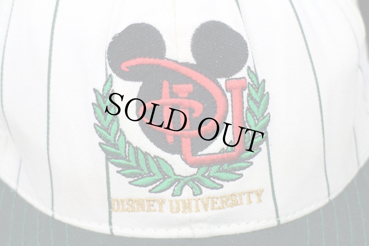 画像5: 90s DISNEY UNIVERSITY ディズニー ミッキー マウス 刺繍 ストライプ コットン ベースボールキャップ 生成り×緑★B (5)