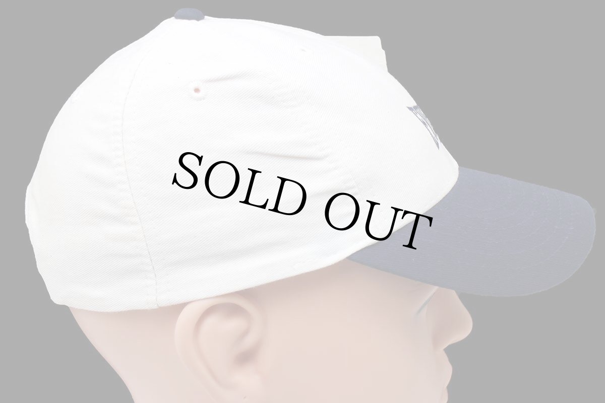 画像4: デッドストック★00s EVERLAST ロゴ刺繍 ツートン 切り替え コットンキャップ 生成り×紺 (4)