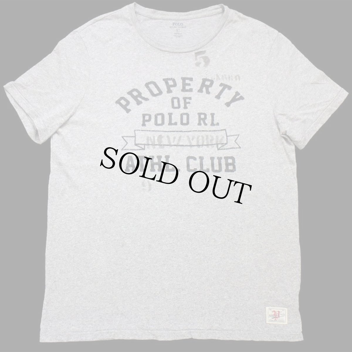 画像2: ポロ ラルフローレン ひび割れプリント&ステンシル コットンTシャツ 杢グレー L (2)