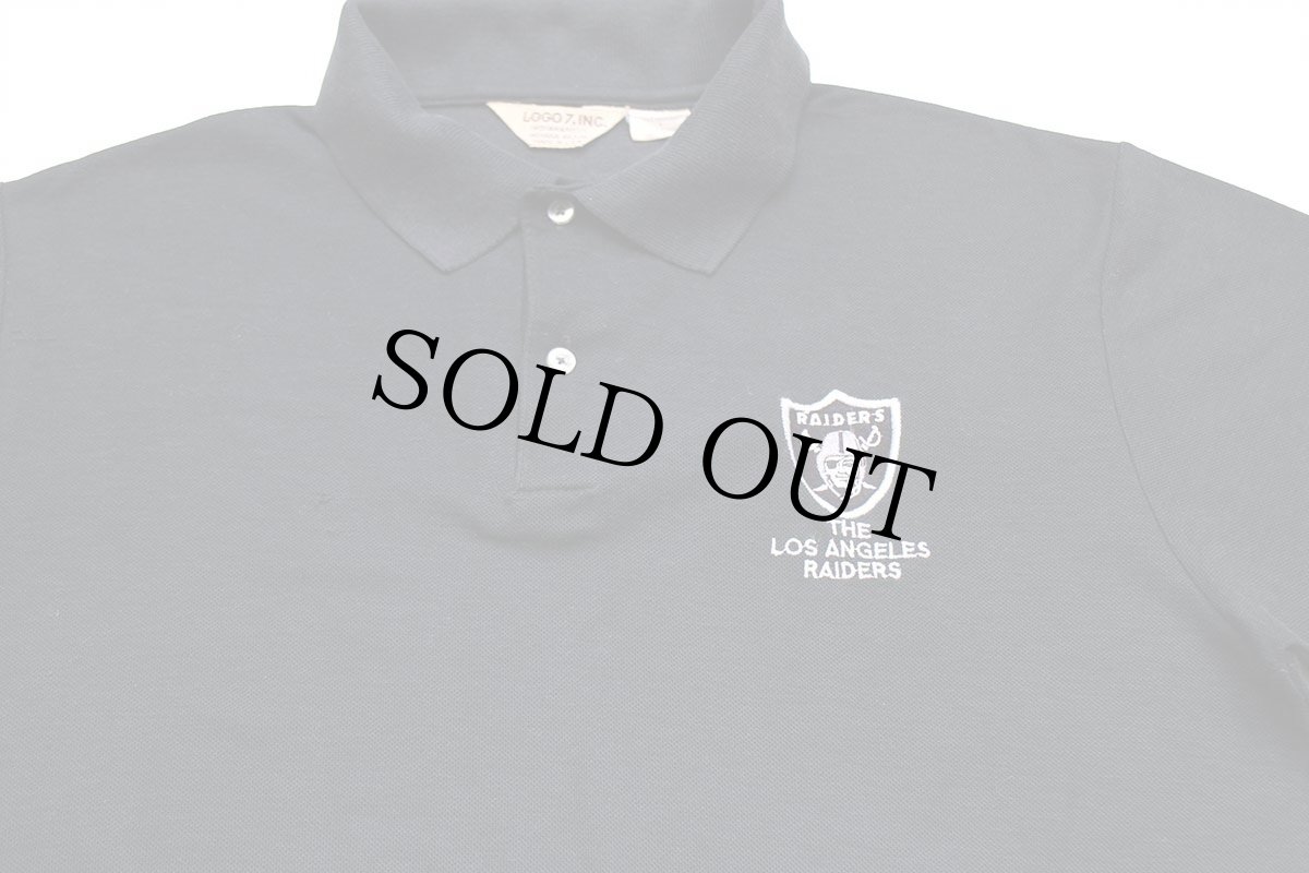 画像3: 80s USA製 LOGO7 NFL THE LOS ANGELES RAIDERS ロゴ刺繍 鹿の子 ポロシャツ 黒 L (3)