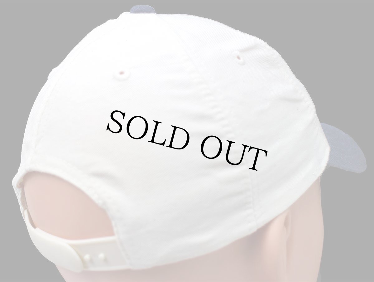 画像2: デッドストック★00s EVERLAST ロゴ刺繍 ツートン 切り替え コットンキャップ 生成り×紺 (2)