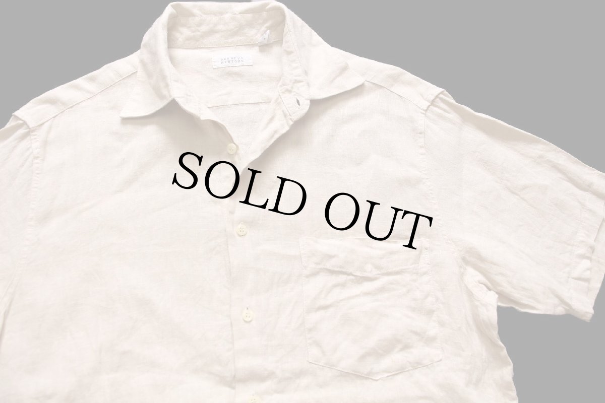 画像3: イタリア製 BARNEYS NEWYORK バーニーズニューヨーク 無地 半袖 リネンシャツ ライトカーキ M (3)