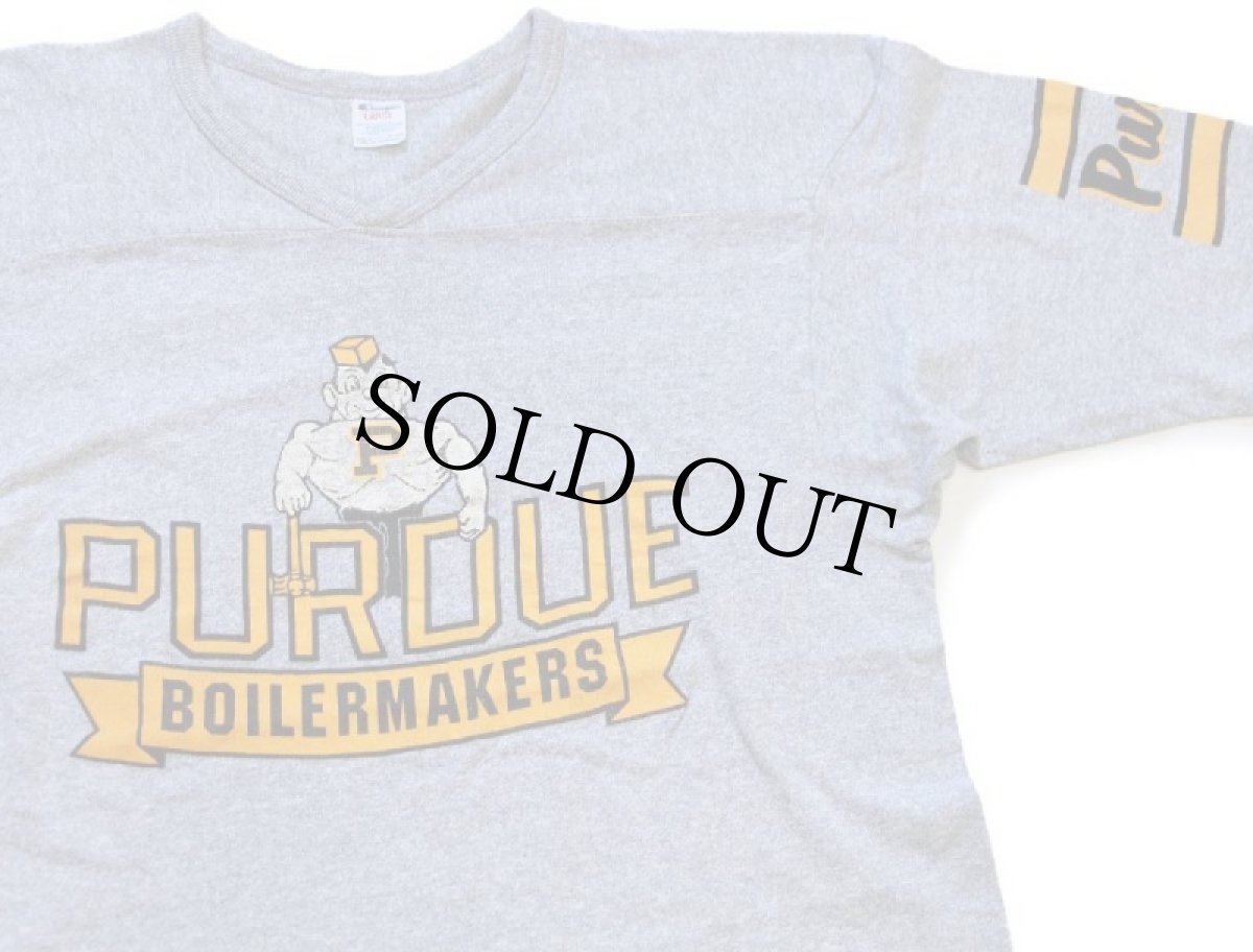 画像3: 80s USA製 Championチャンピオン PURDUE BOILERMAKERS マスコット 88/12 フットボールTシャツ 杢グレー L (3)
